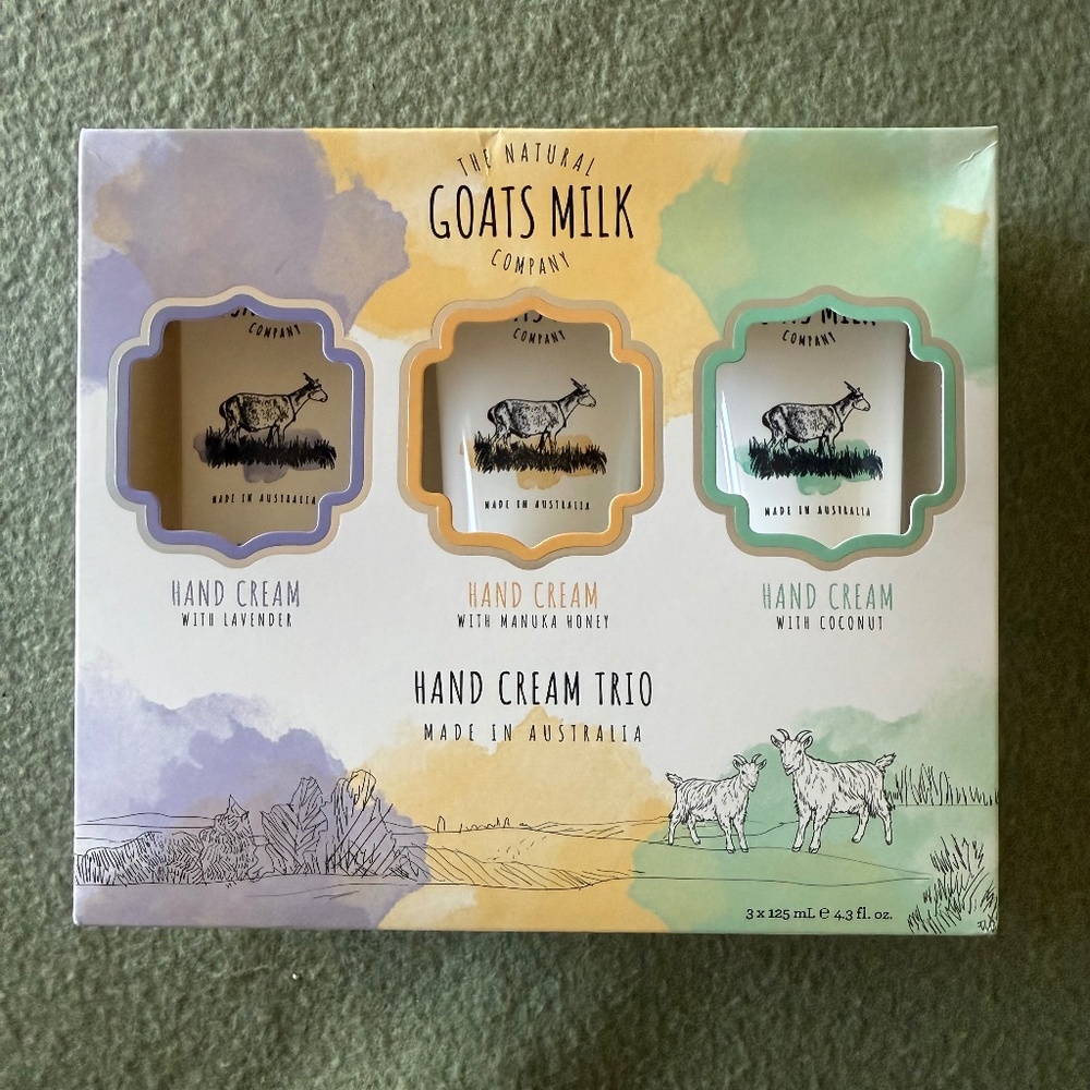The Natural Company •Goats Milk Hand Cream‎ Trio-Lavander-Manuka Honey-Coconut